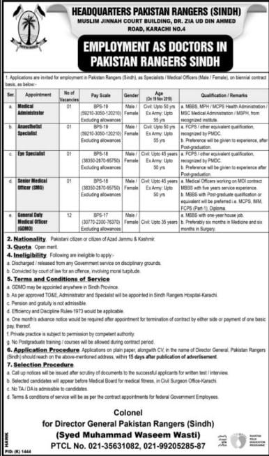 jobs-in-pakistan-rangers-karachi-in-sindh-october-2019